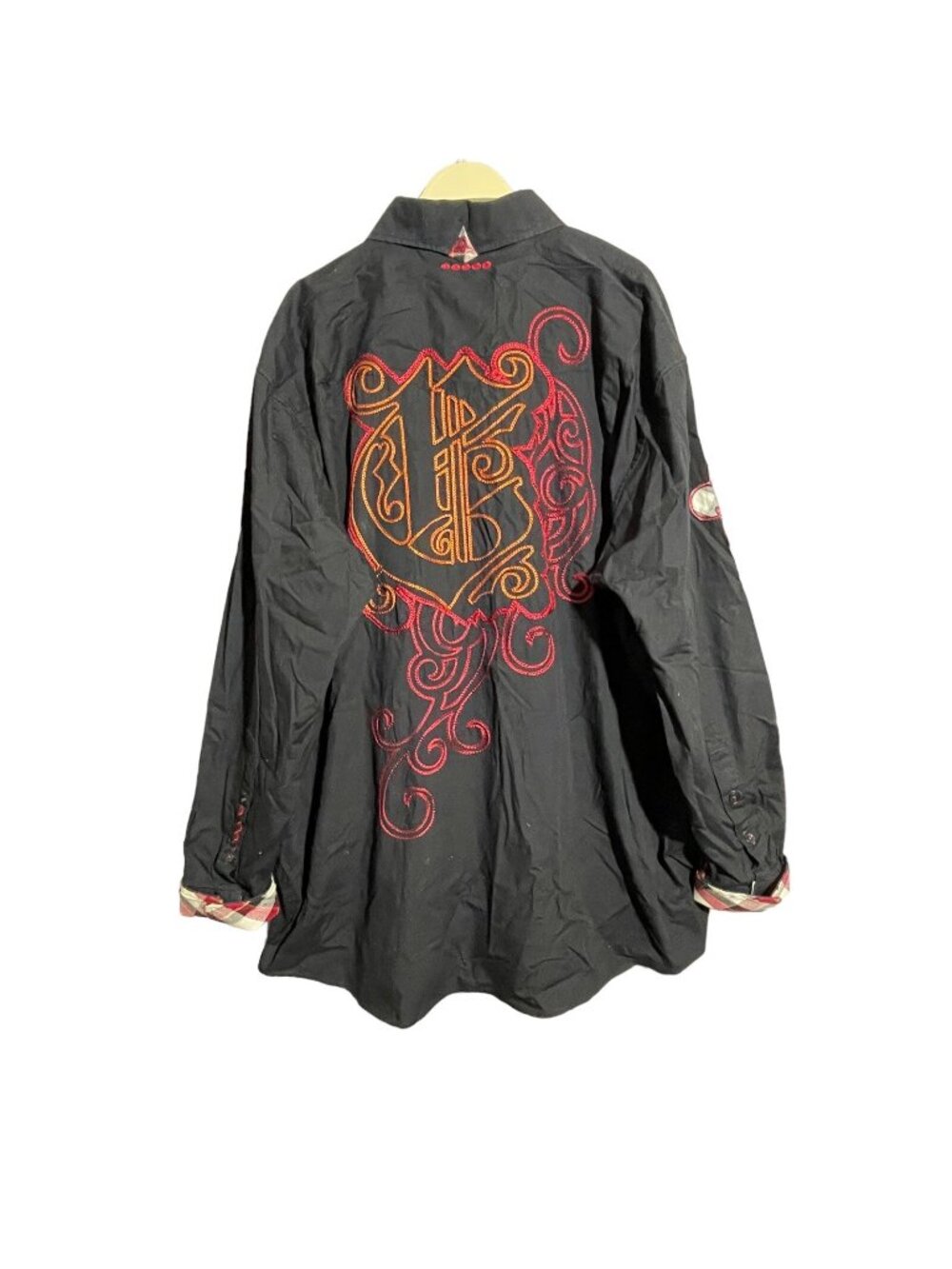 Coogi Button Shirt Men Size 3X Flip Cuff Embroidered Retro Statement Abstract